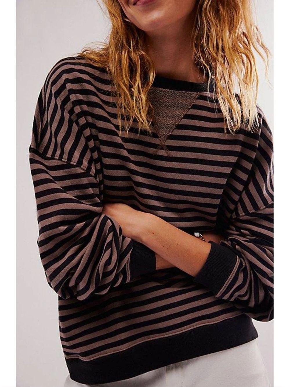 Free People Striped Crew - Brown & Black